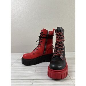 DOLLS KILL CURRENT MOOD DEVIL GAMES MISMATCHED COMBAT BOOTS SIZE 9M